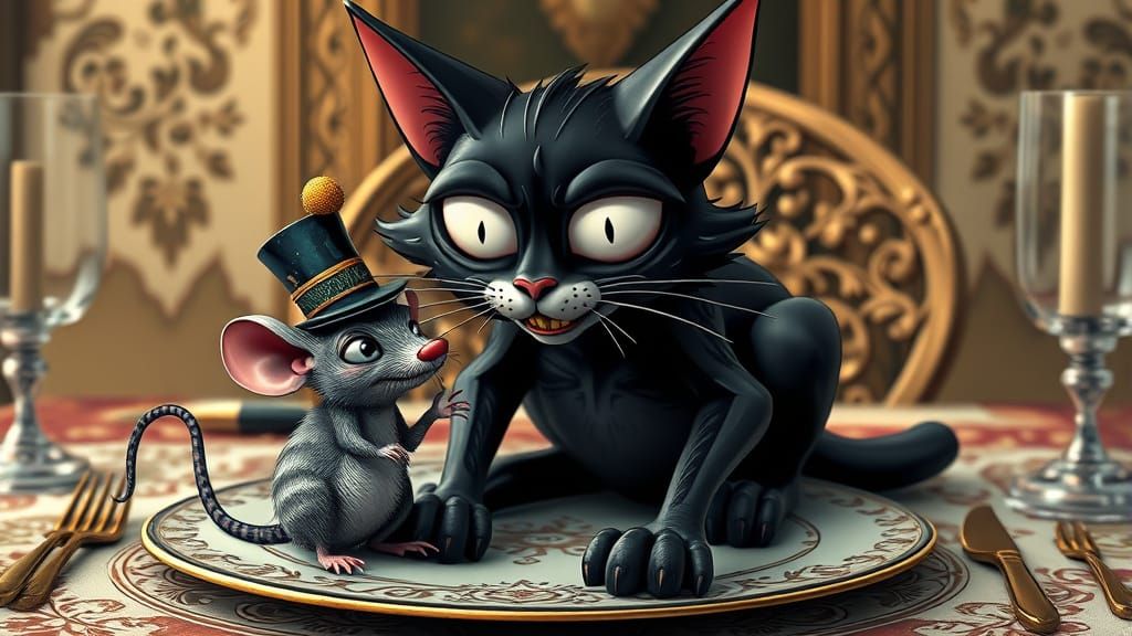 Dark Whimsy: Regal Scary Cat in Victorian Splendor