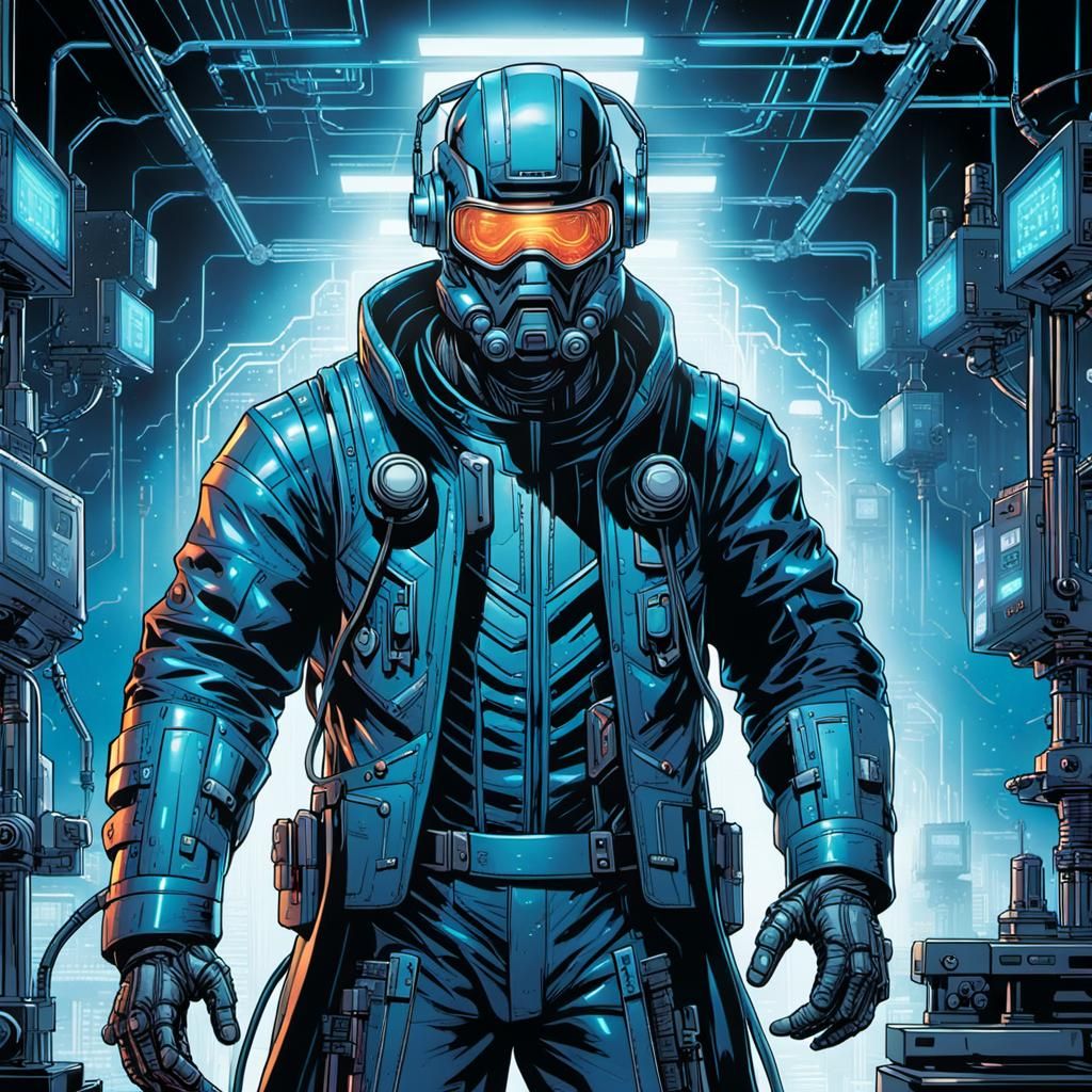 Heroic Sci-Fi Character in Comic Book Art Style