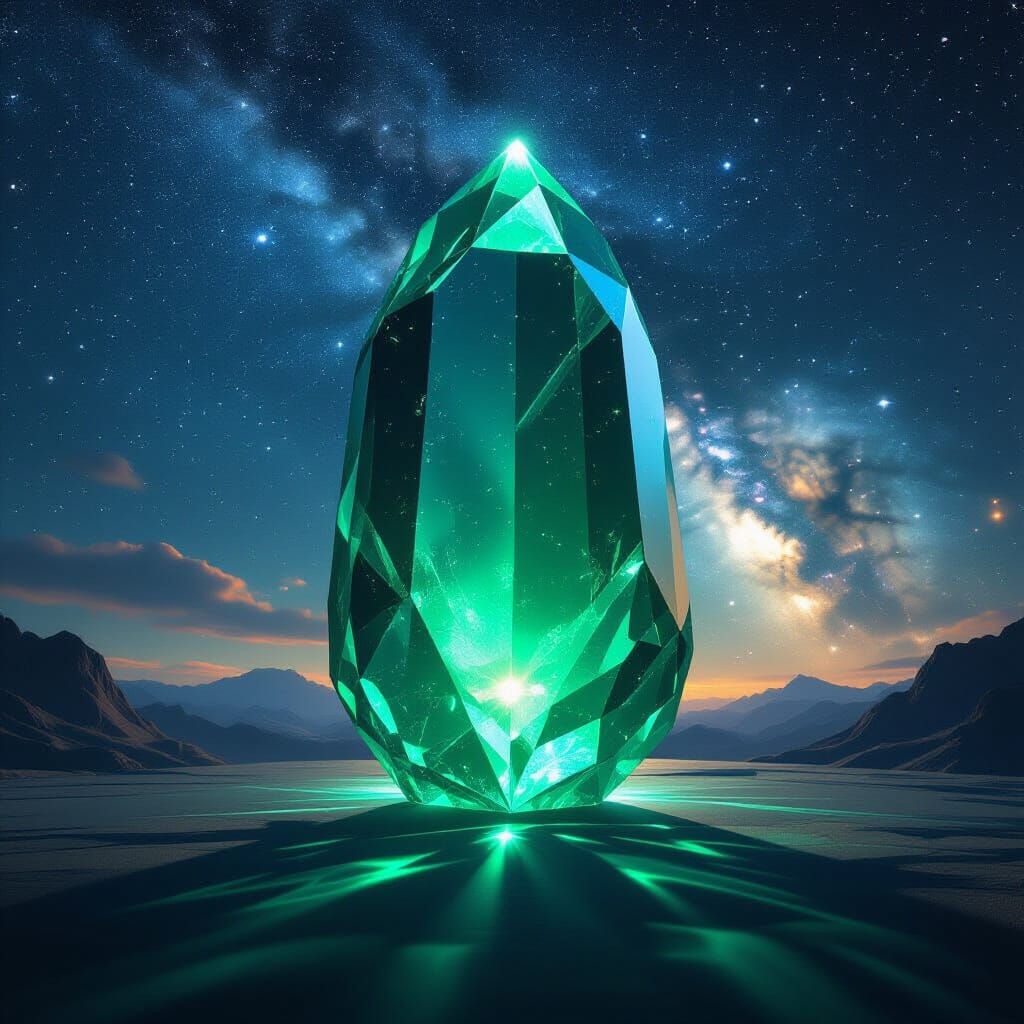 Colossal Emerald Eclipse Over Starry Sky