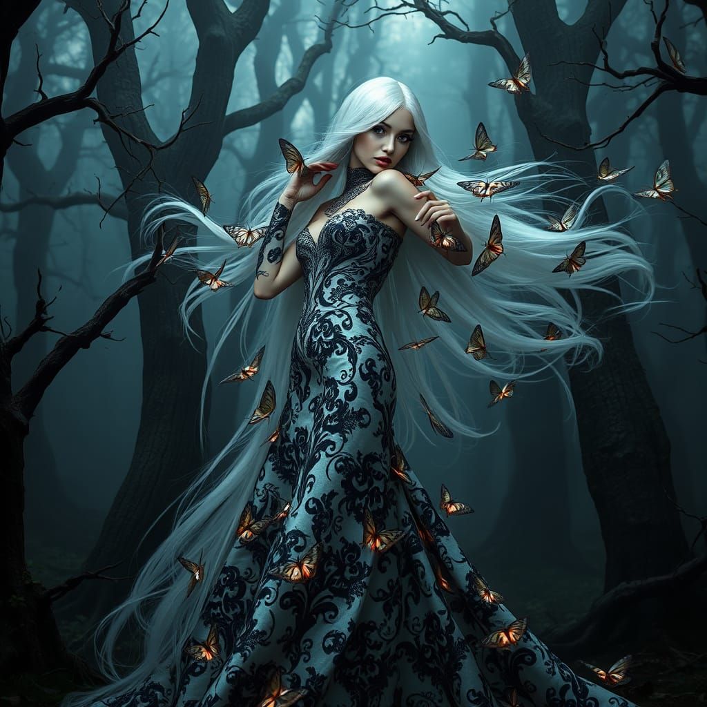 Enchanted Forest Siren with Glittering Moths
