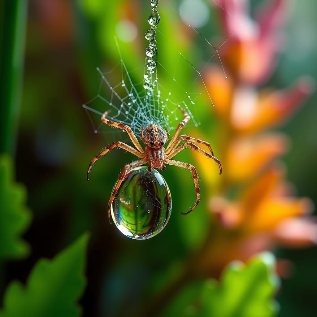 Ethereal Diving Bell Spider in Dreamlike Landscape