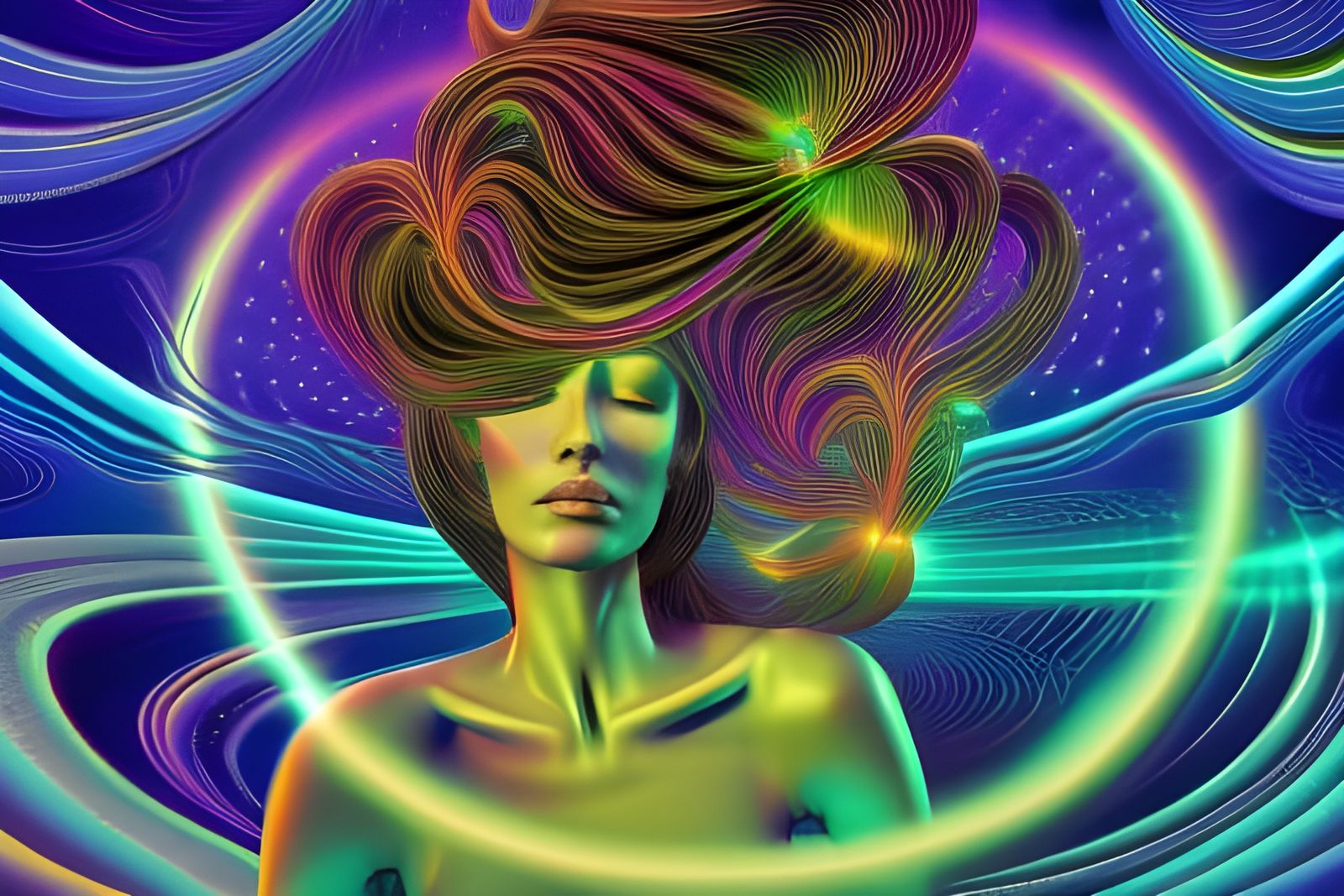 Cosmic Woman in Psychedelic Fractal Art