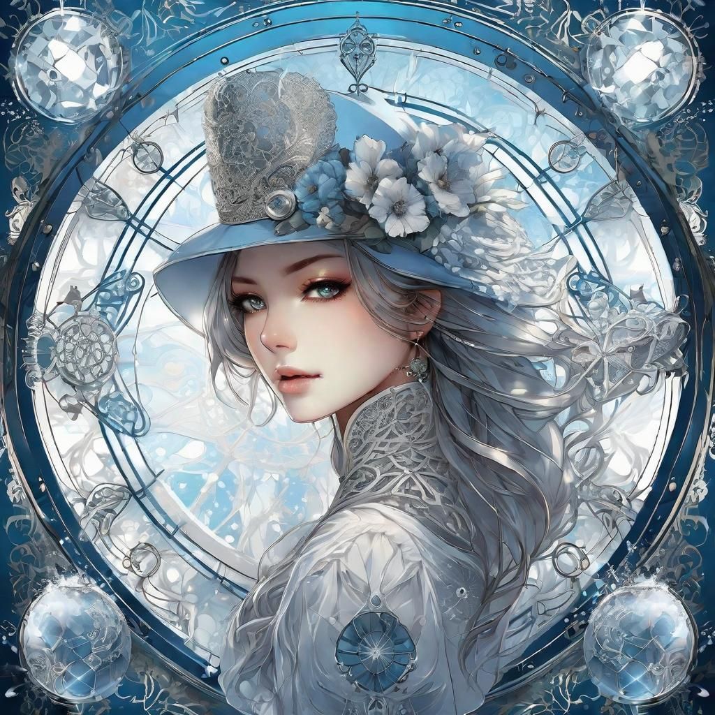 Hydrangea Face Concept Art in Techno Mixed Media