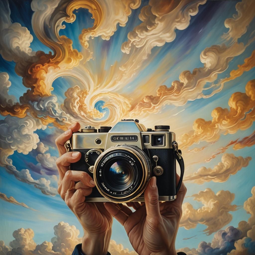 Photographer's Surreal Dreamscape in Vibrant Oil Painting