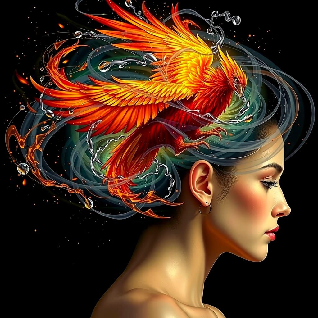 Phoenix Rising: Hyperrealistic Firebird