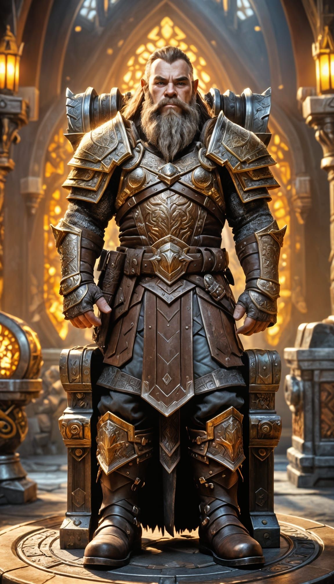 Hyperrealistic Dwarf King in Warcraft Style