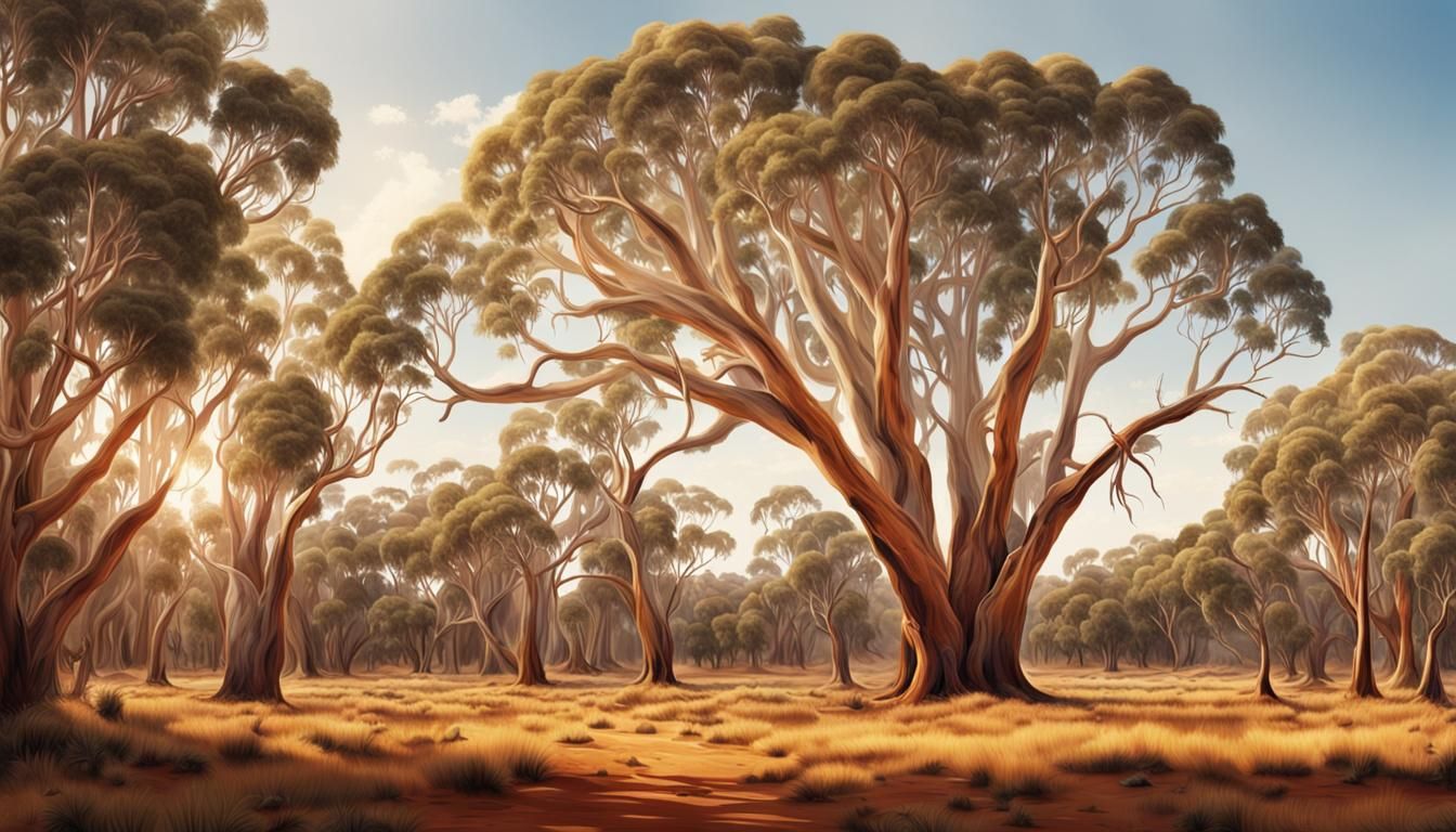 Australian Outback: Eucalyptus Trees on Summer Day