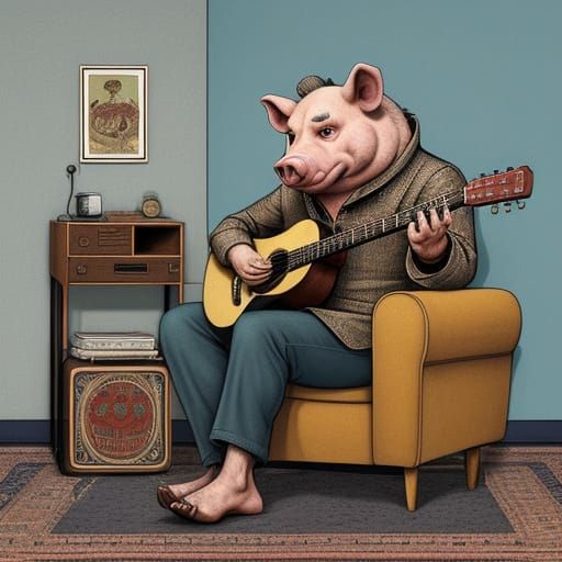 Grotesque Pigman Serenades in Soviet-Style Apartment
