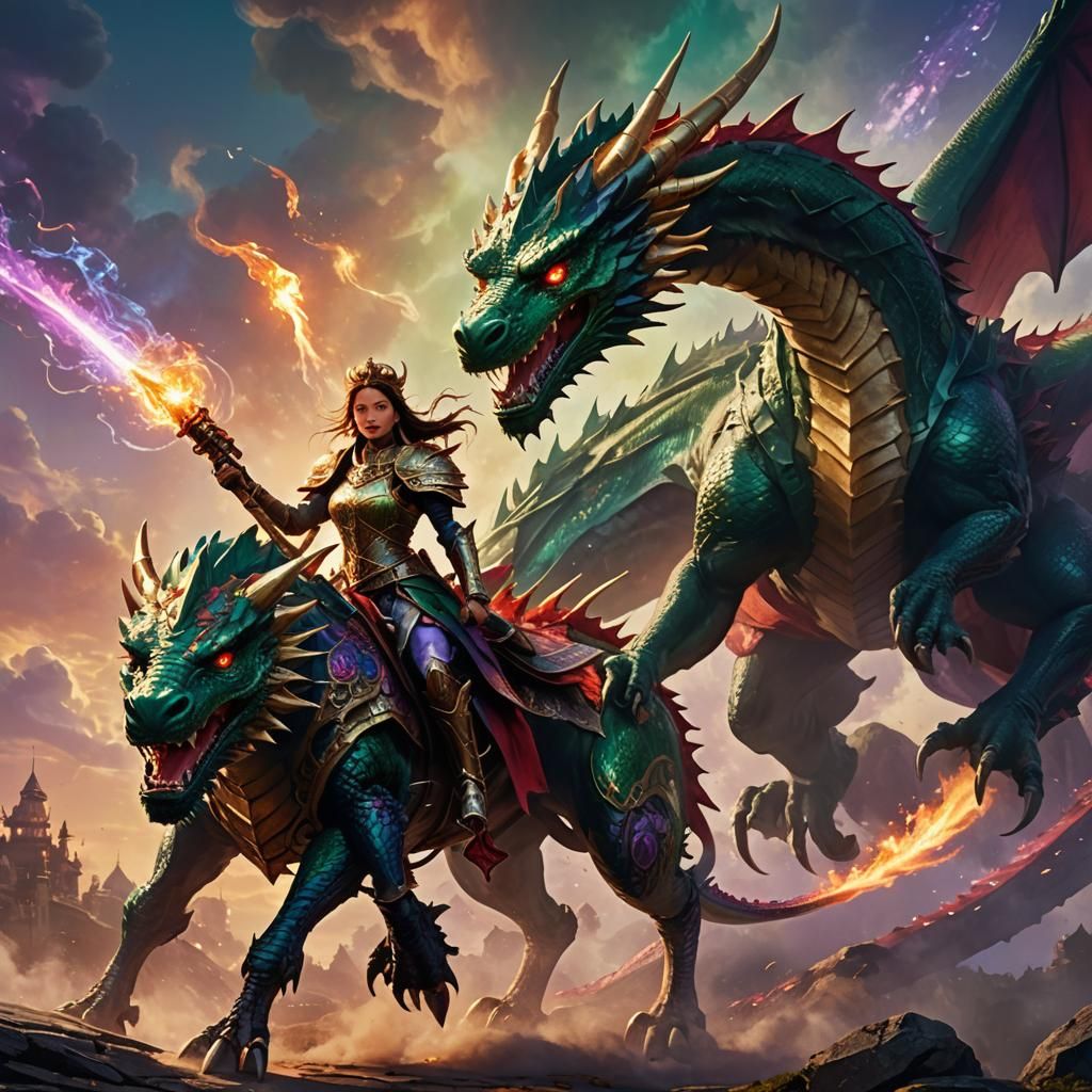 Princess Rides Dragon with Rocket Launcher