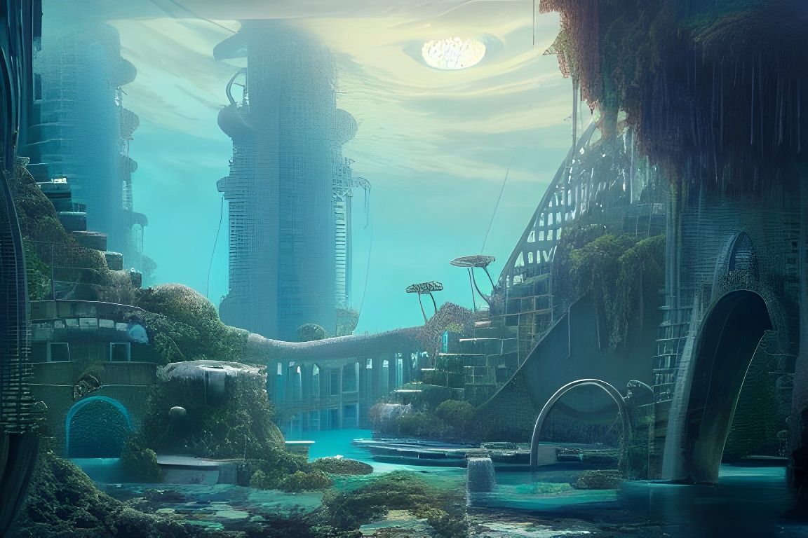 Underwater Atlantis City in Hyperdetailed Digital Painting