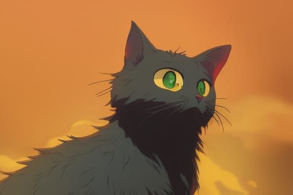 Anime Cat in Studio Ghibli Style