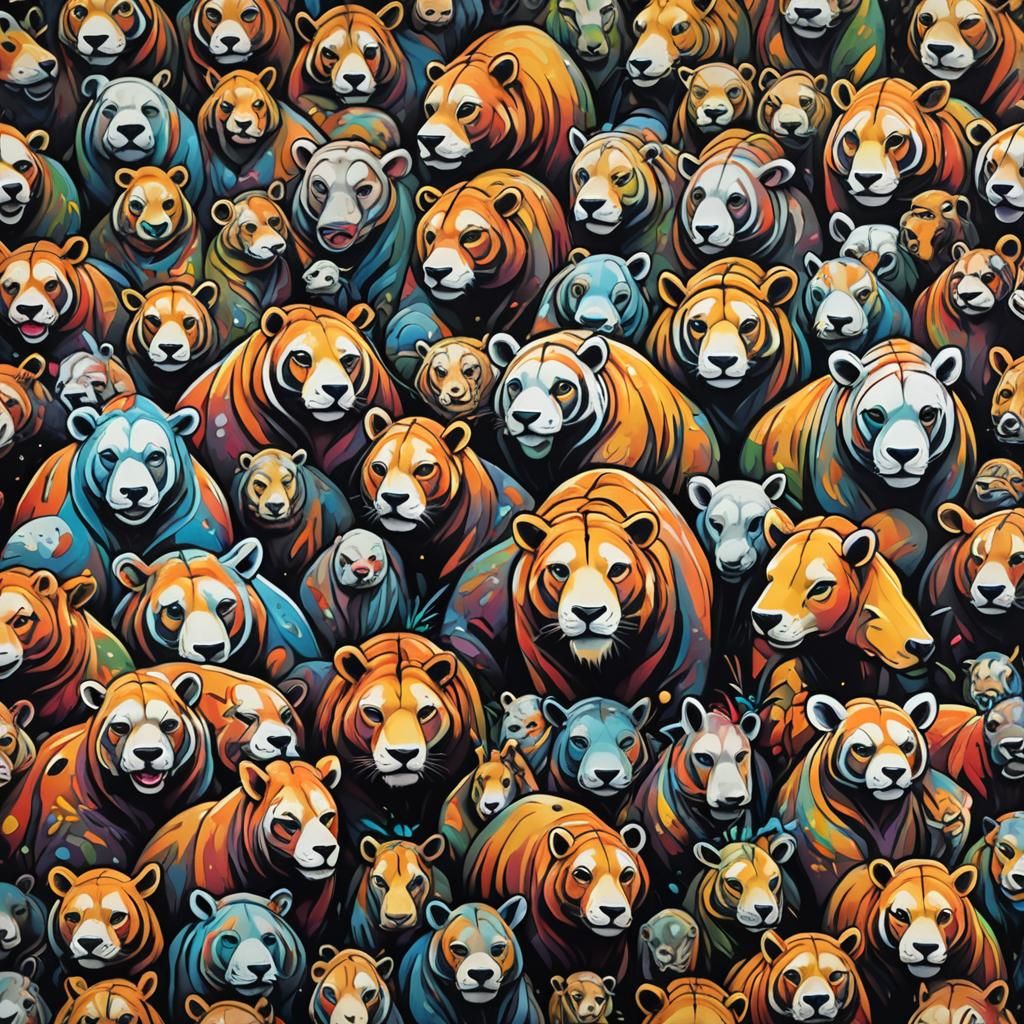 Graffiti Art Zoo of Overweight Animals