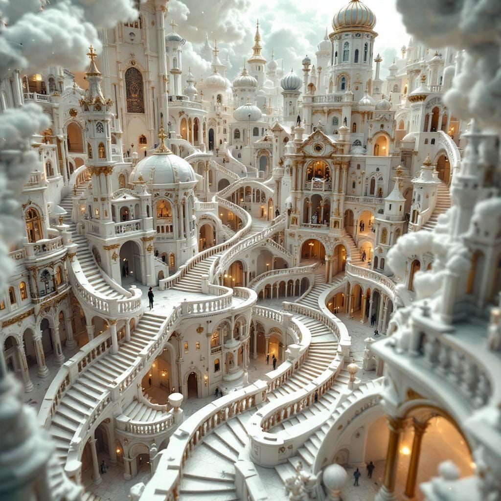 Baroque Cityscape with Impossible Geometry Digital Art