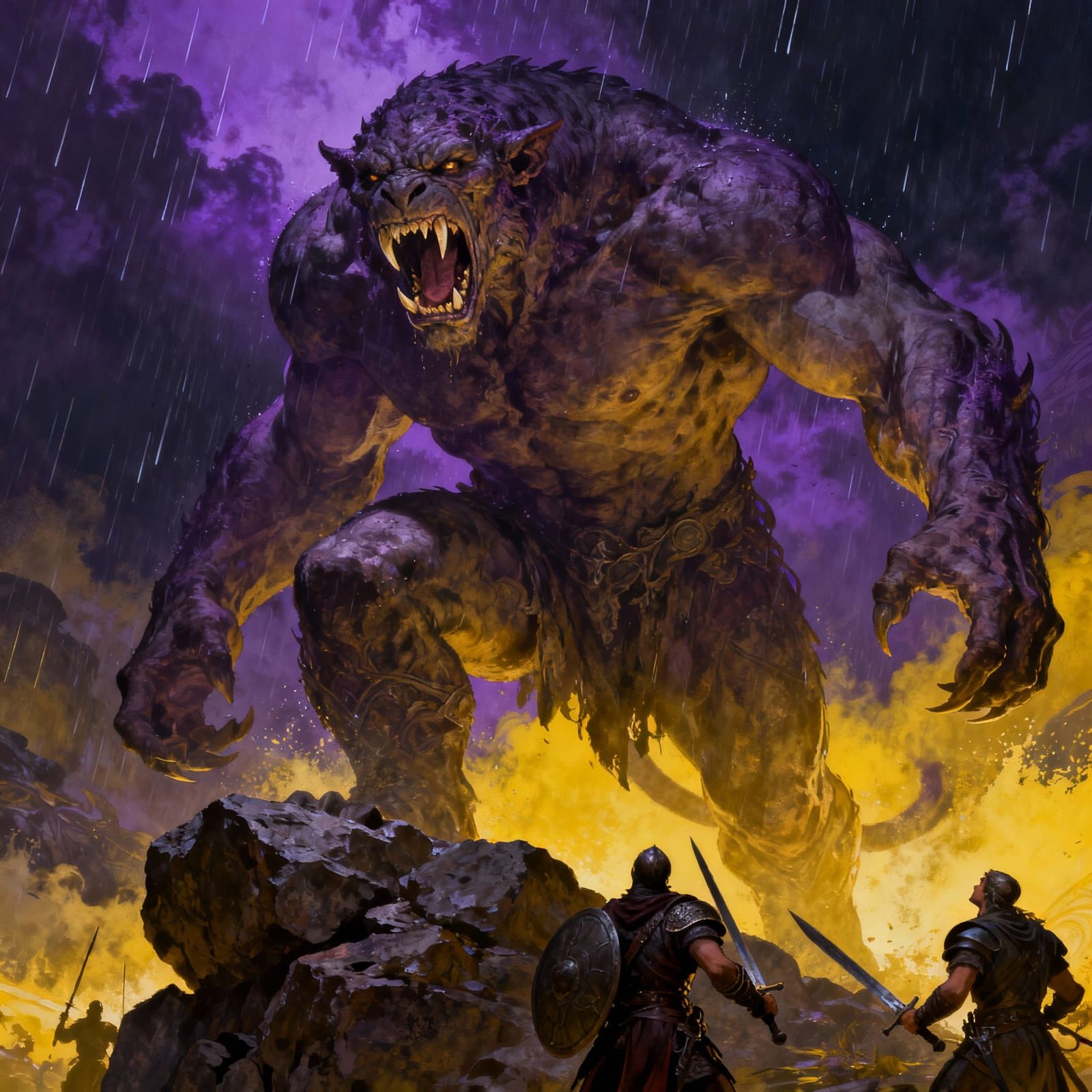 Menacing Beast Ready to Fight in Dark Fantasy Style