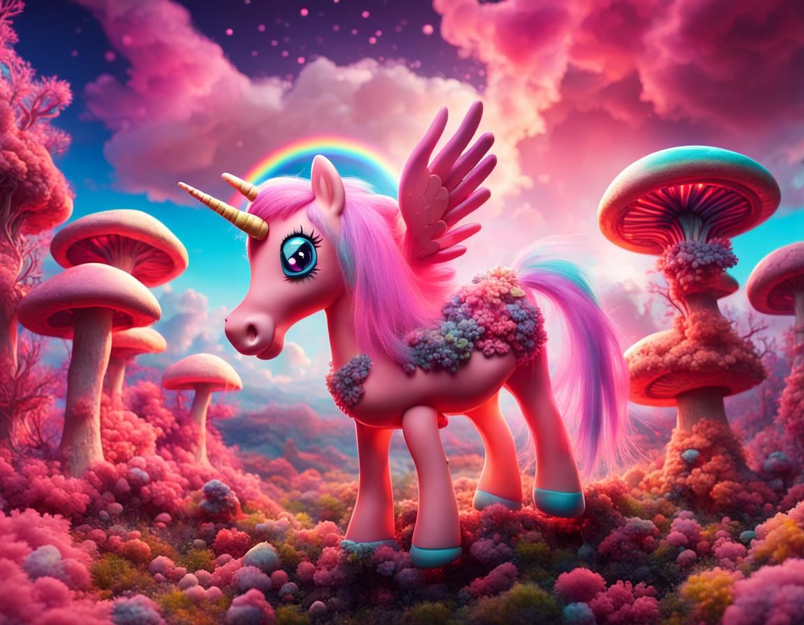 Psychedelic My Little Pony in Fantasy World