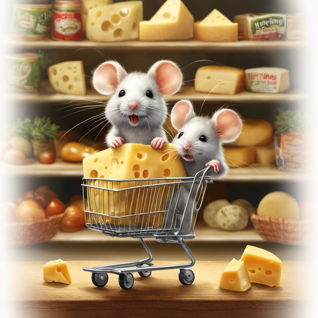 Mice Supermarket Shopping Spree: A Whimsical Illustration