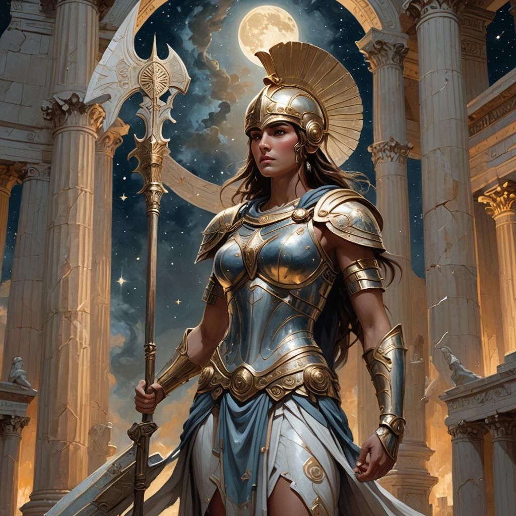 Athena: Goddess in Ancient Greek Temple