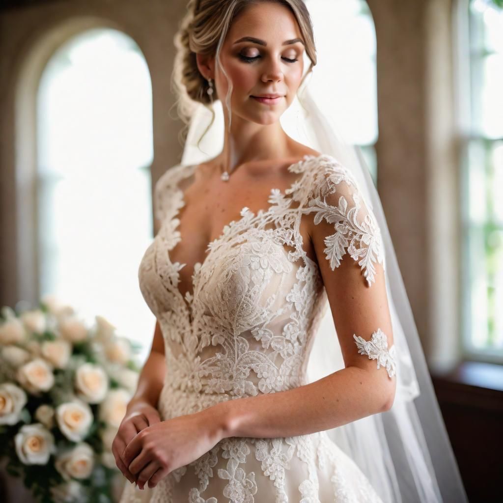 Lace wedding gown and accents 👰‍♀️