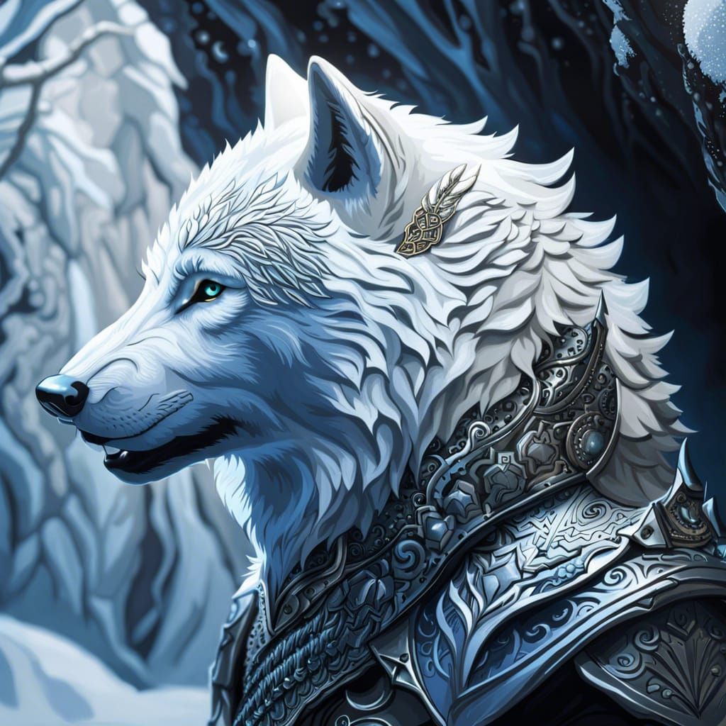 White Wolf Portrait in Apocalyptic Armor