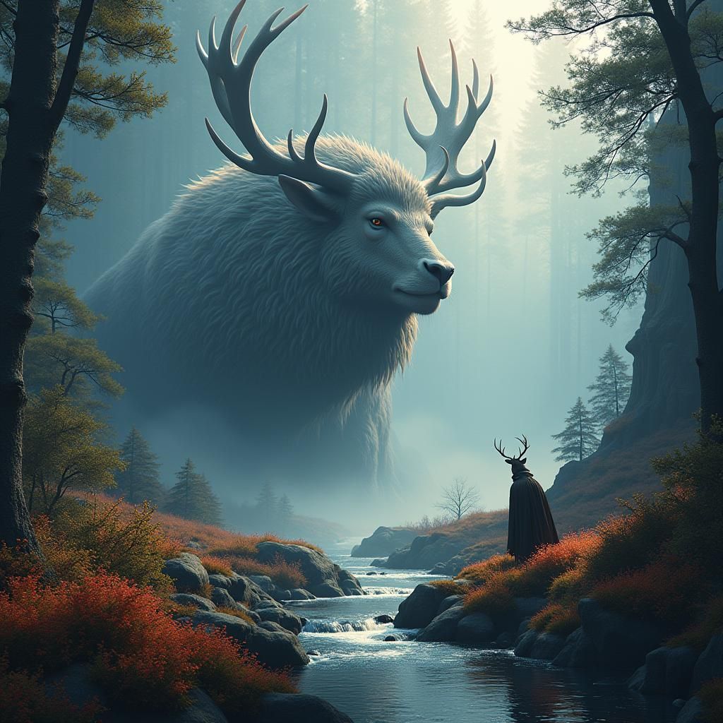 Majestic Wildlife Scene in Fantasy Concept Art Style