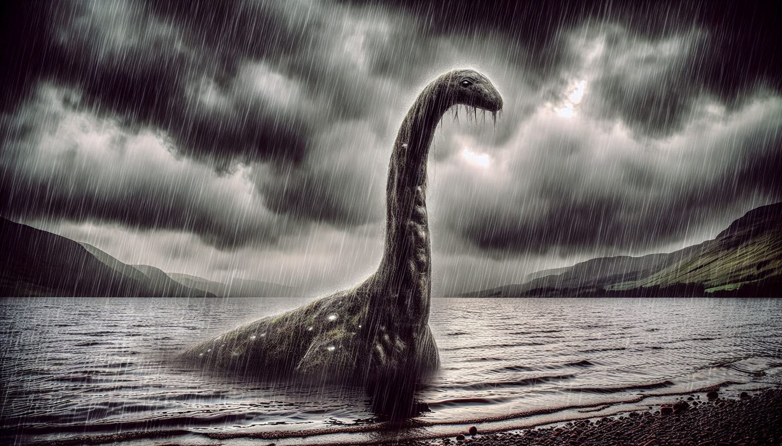 Loch Ness Monster Emerges from Murky Waters