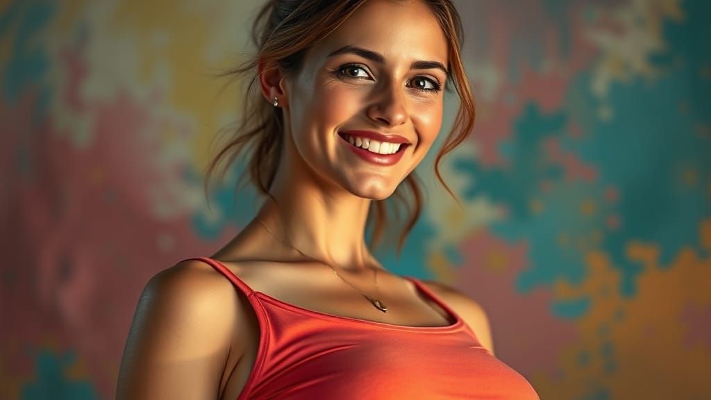 Pregnant Woman in Crop Top: Hyperrealistic Concept Art