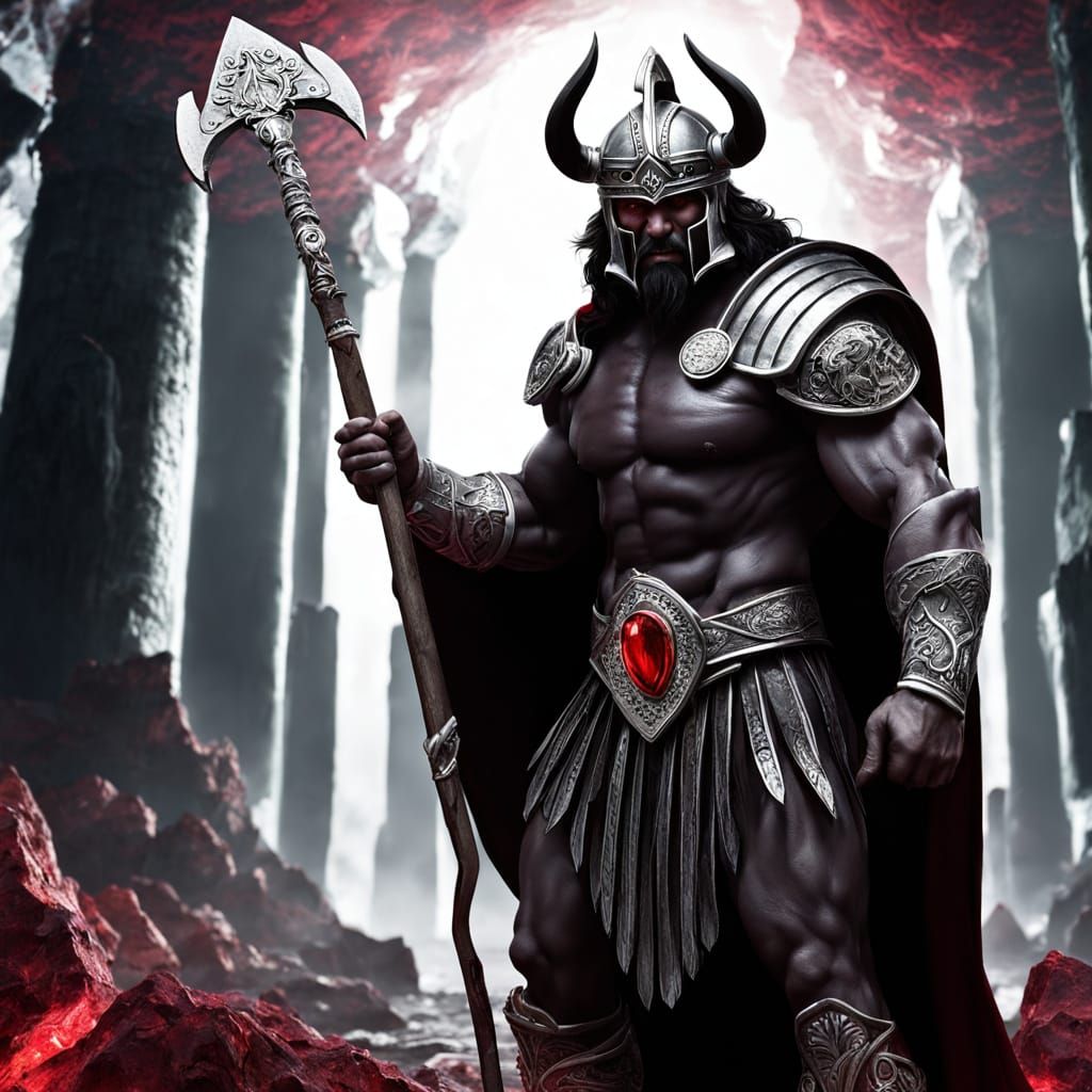 Muscular Greek God Hades in Battle Ready Finery