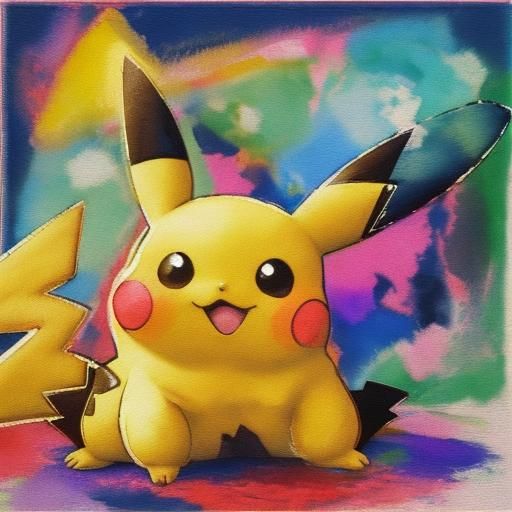 Cutest Pikachu in Gouache Watercolor Style