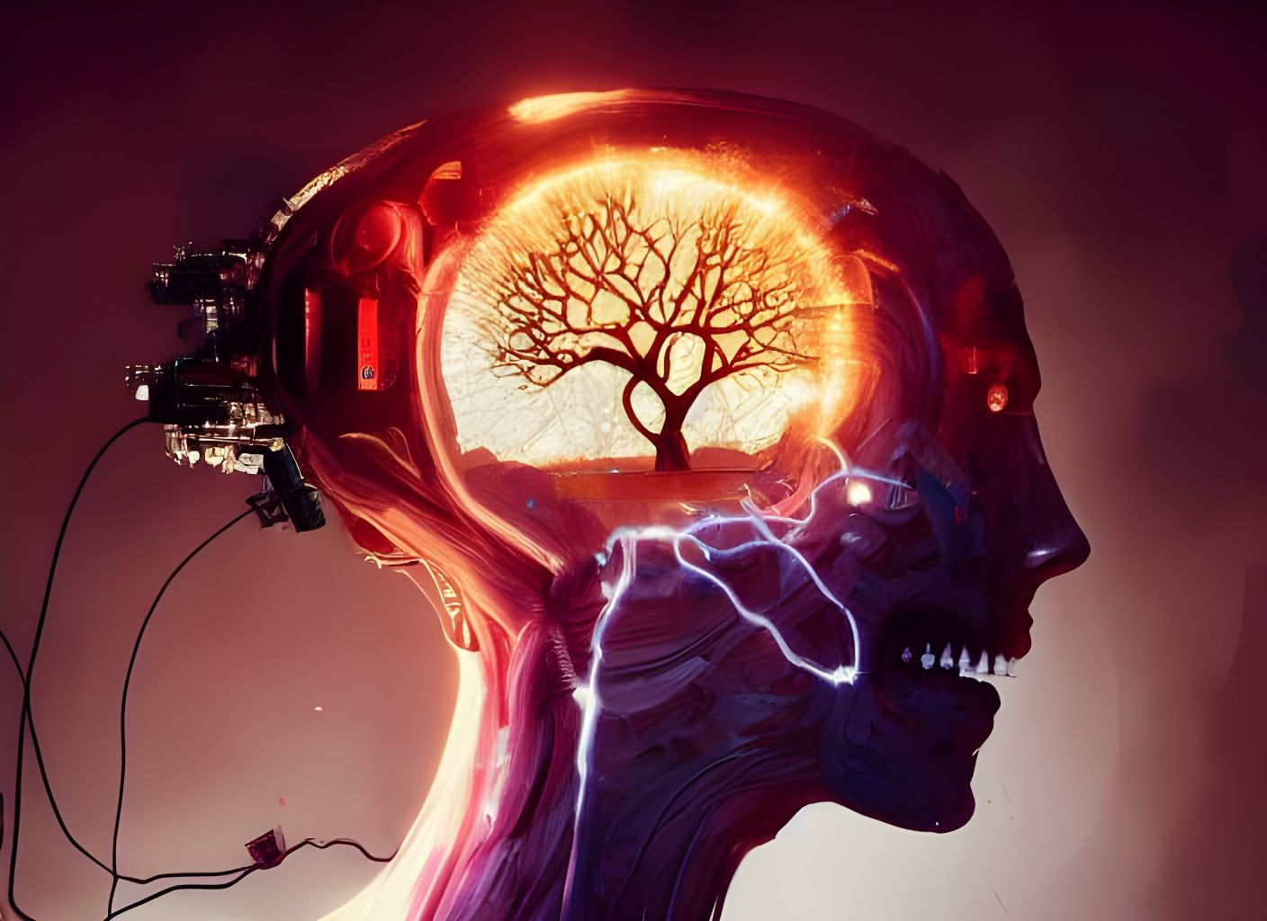 Electric Tree Inside Human Head: Detailed Anatomy