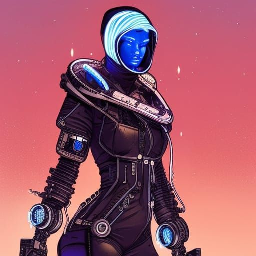 Cyberpunk Cyborg Hacker in Tech Noir Style