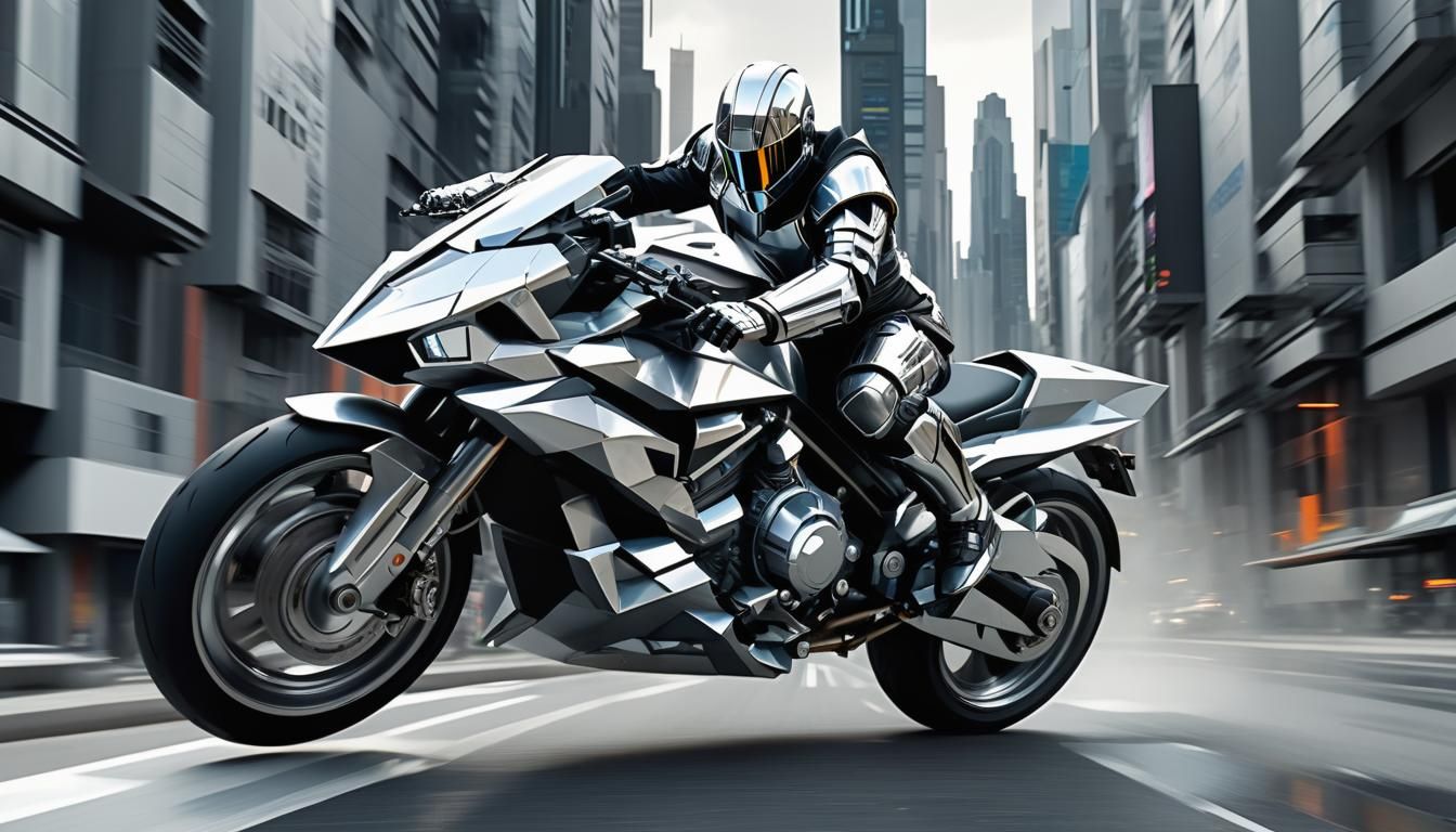 The Futuristic biker knight of cubism