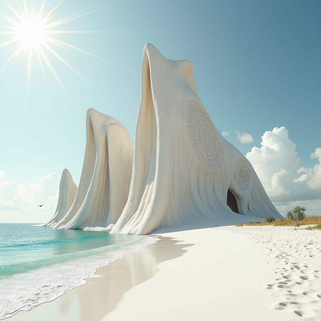 Surreal Beach Sculpture Inspired by Diana Al-Hadid