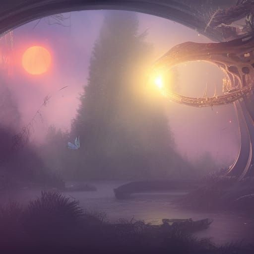 White Wolf's Lantern in Fantastical Matte Painting