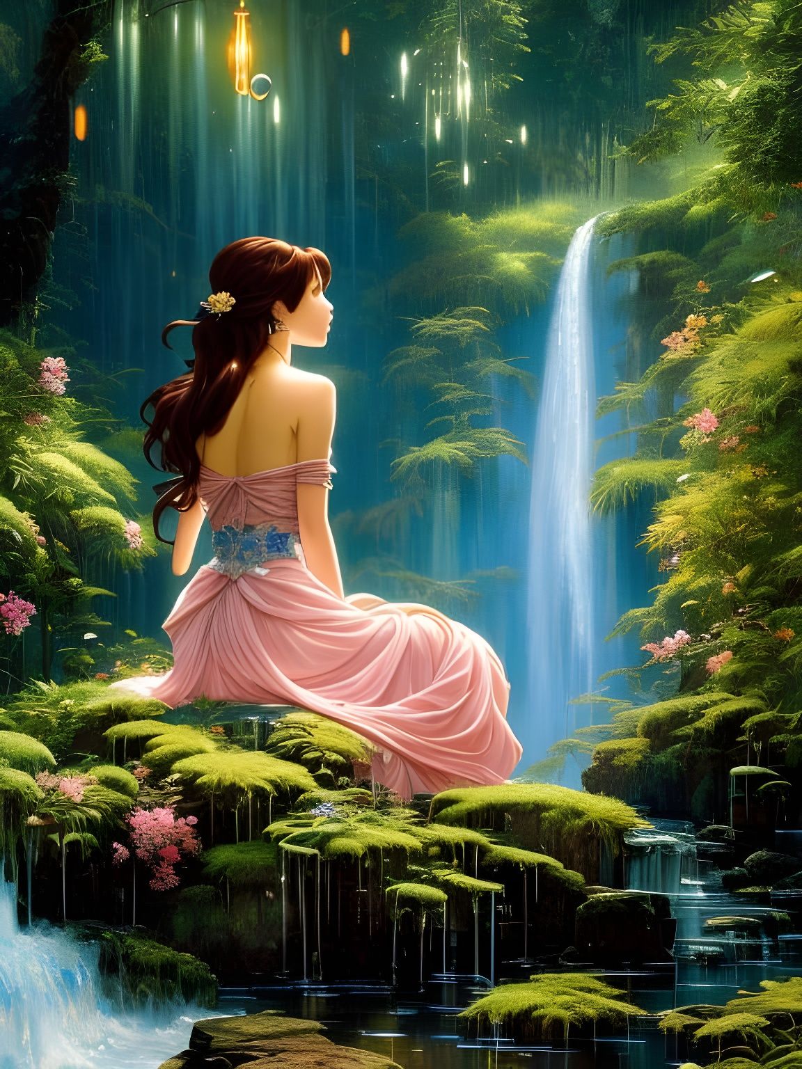 Anime Princess by Sparkling Waterfall