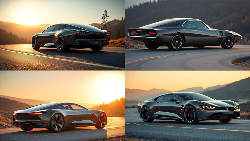 Retro-Futuristic Sedan at Golden Hour