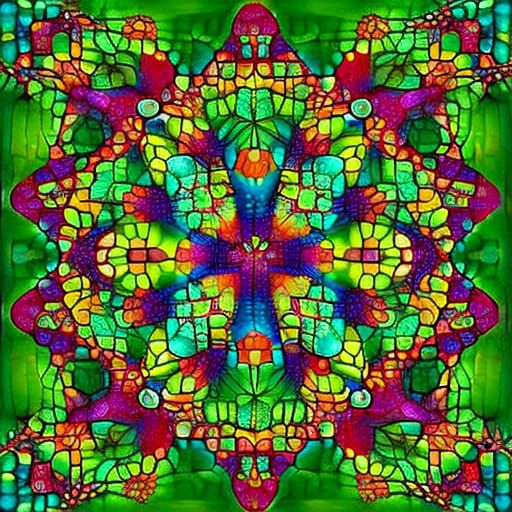 Abstract Phytocalculi Cubism in Kaleidoscope Tie-Dye