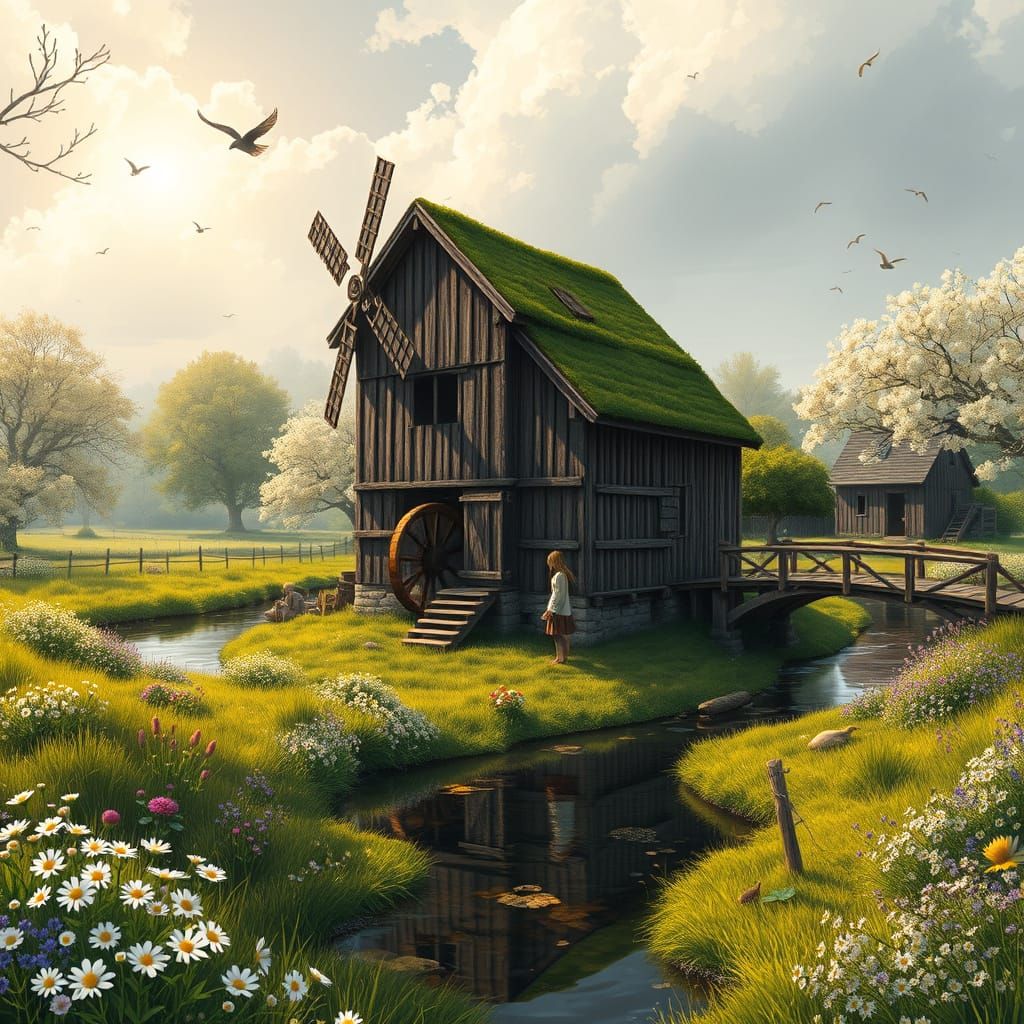 Watermill Serenity in an English Countryside