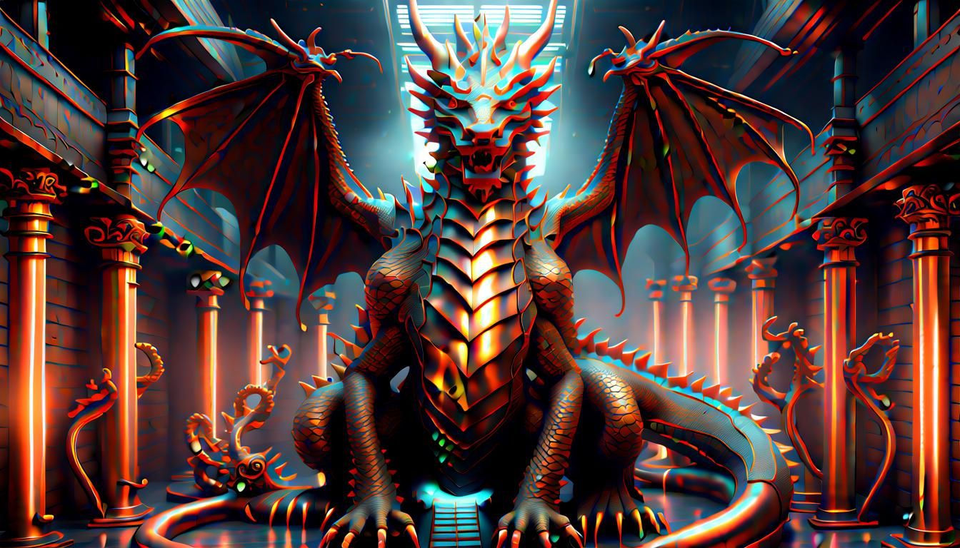 Bronze Dragon God in Detailed CGI