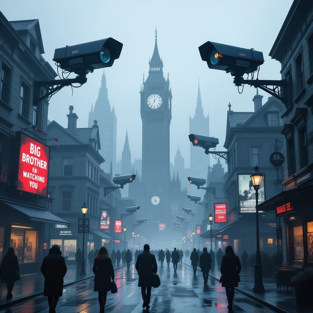 Dystopian Cityscape Inspired by 1984