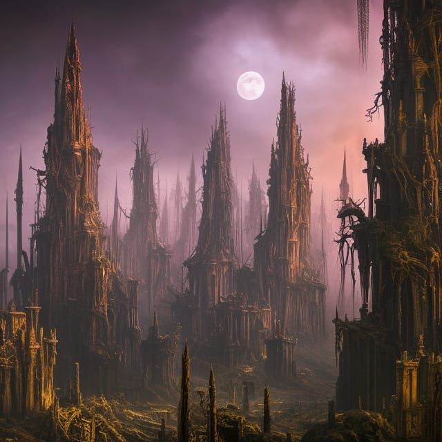 Eerie City of the Dead: Twisted Fantasy Landscape