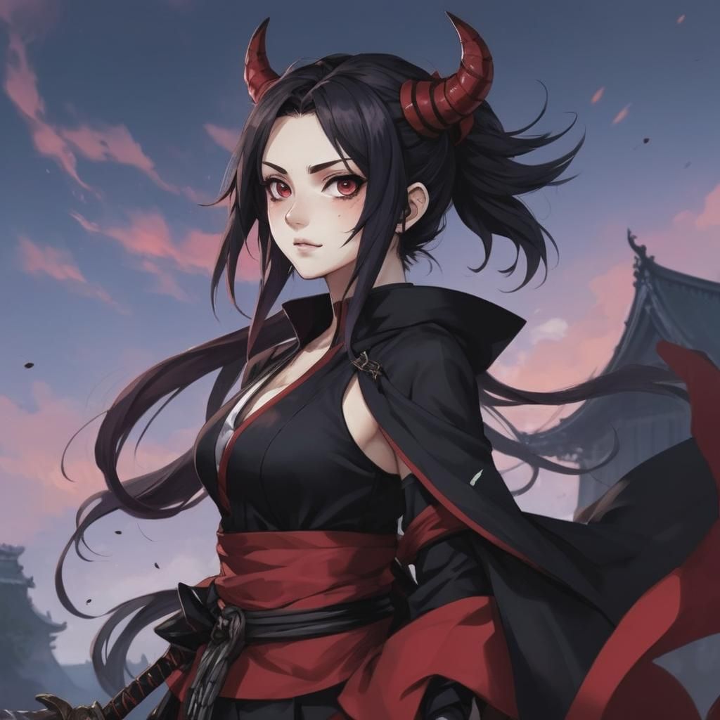 Anime Demon Slayer Girl in Manga Style