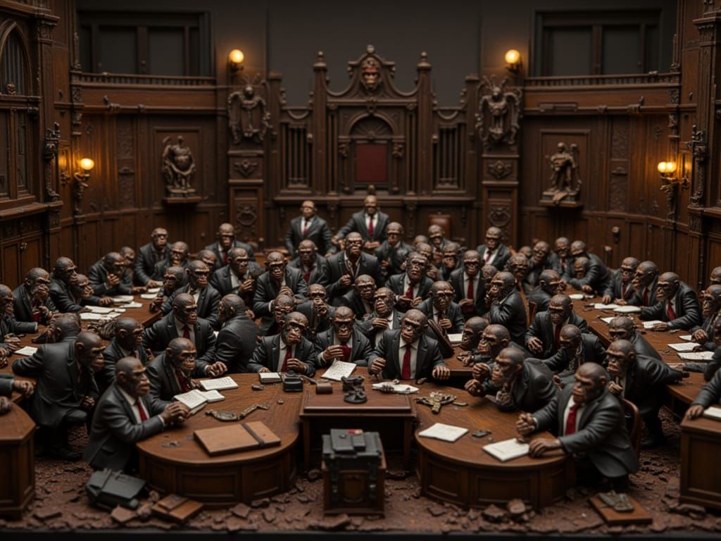 Devolved Parliament Diorama: Apes in British Parliament