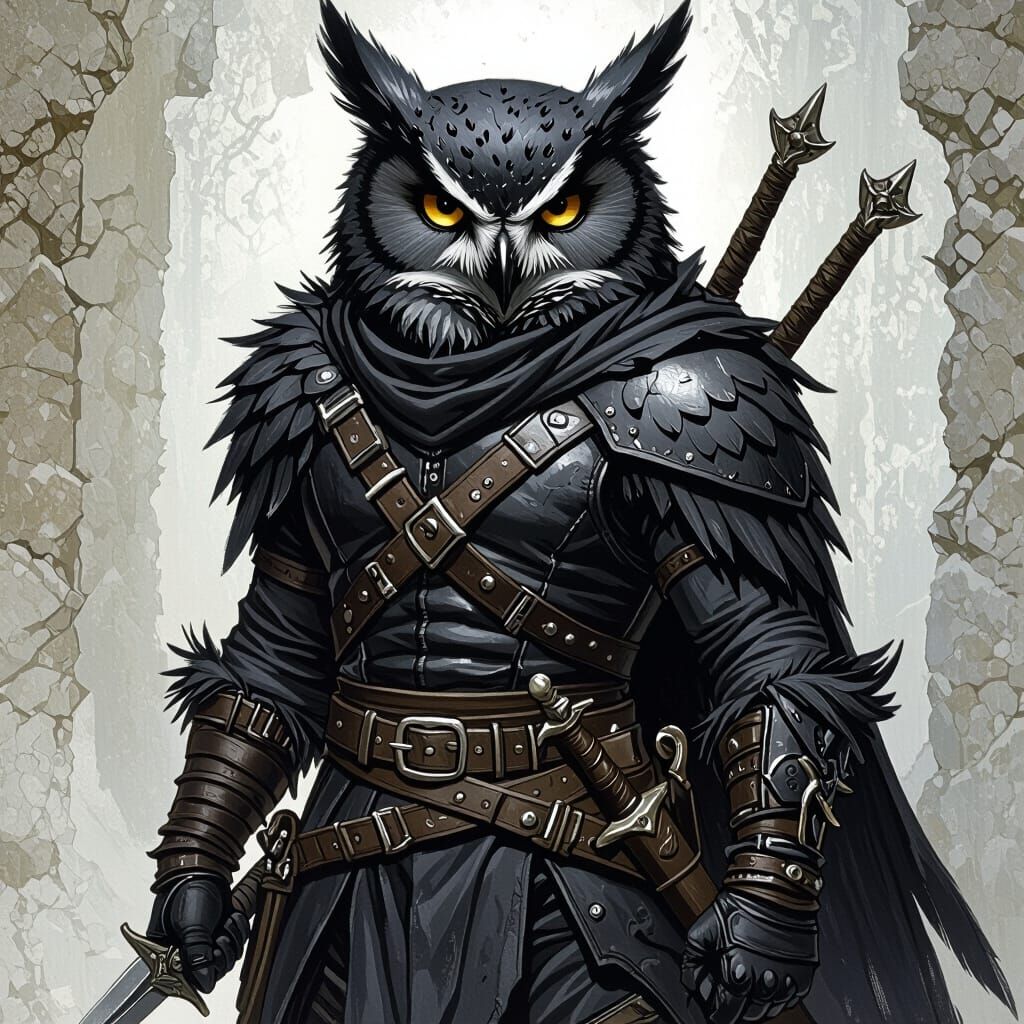 Feathered Owl Rogue in Fantasy Art Style