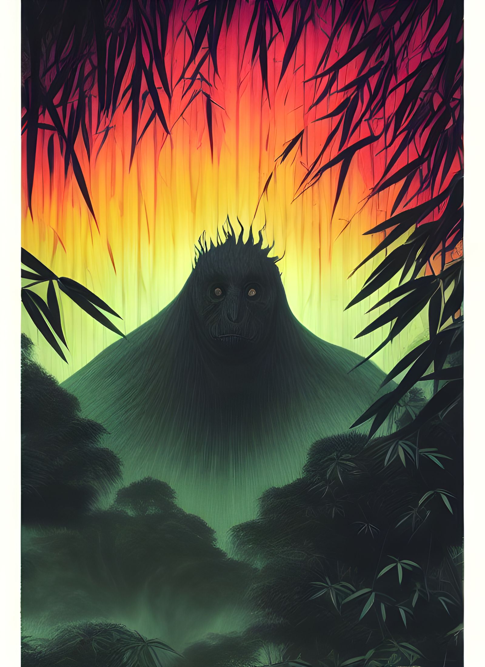 Colorful Smoke Monster Portrait in Detailed Ink Painting Sty...