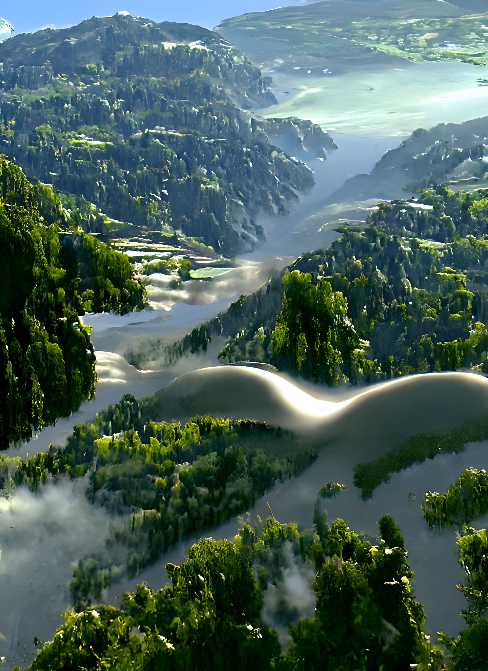 Valley with River and Airplane, Contre-Jour