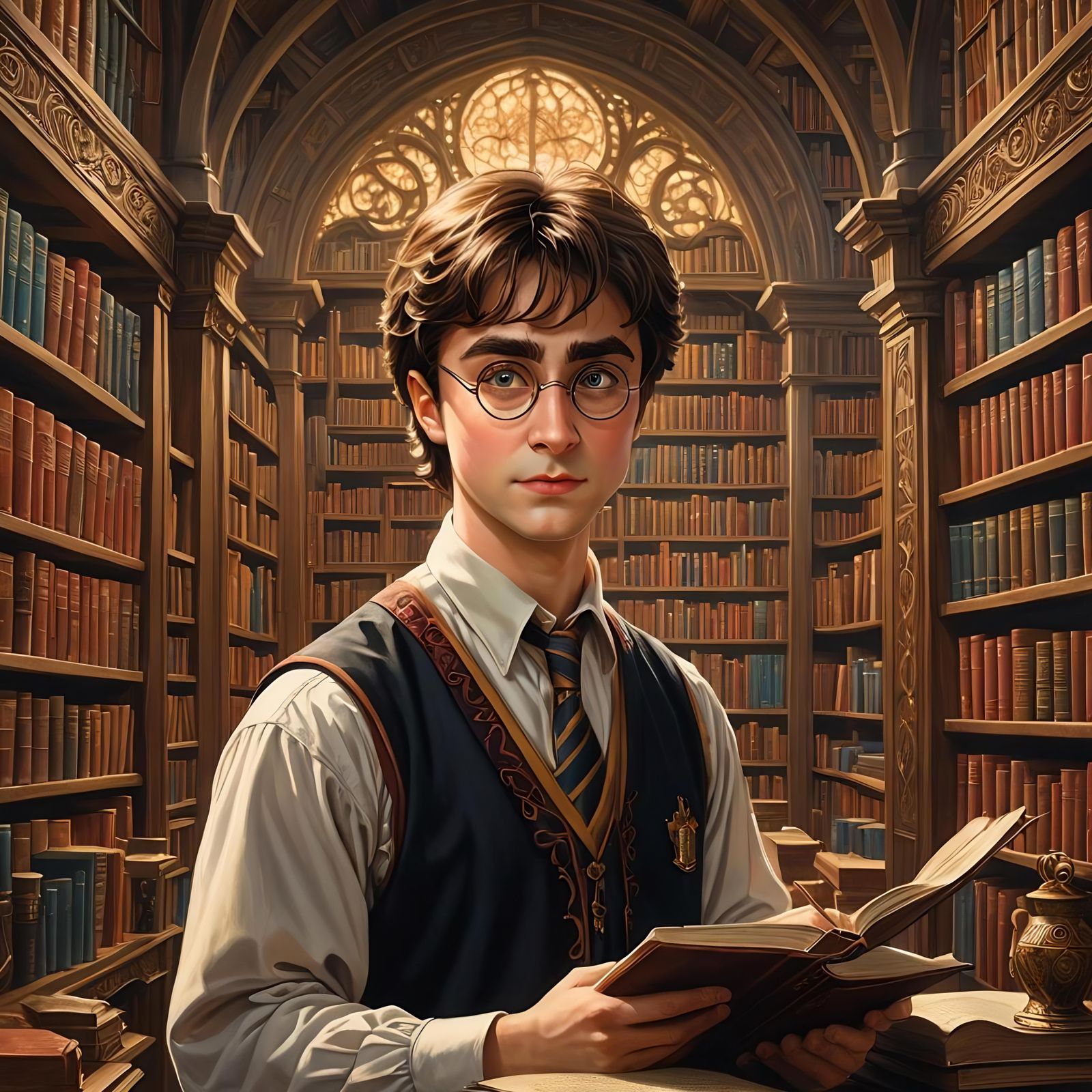 Harry Potter in a Modern Wizard Library (V1), by Lord Elboron