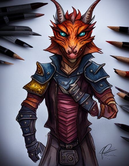 Gothic Fantasy Kobold Artificer in Watercolor Style