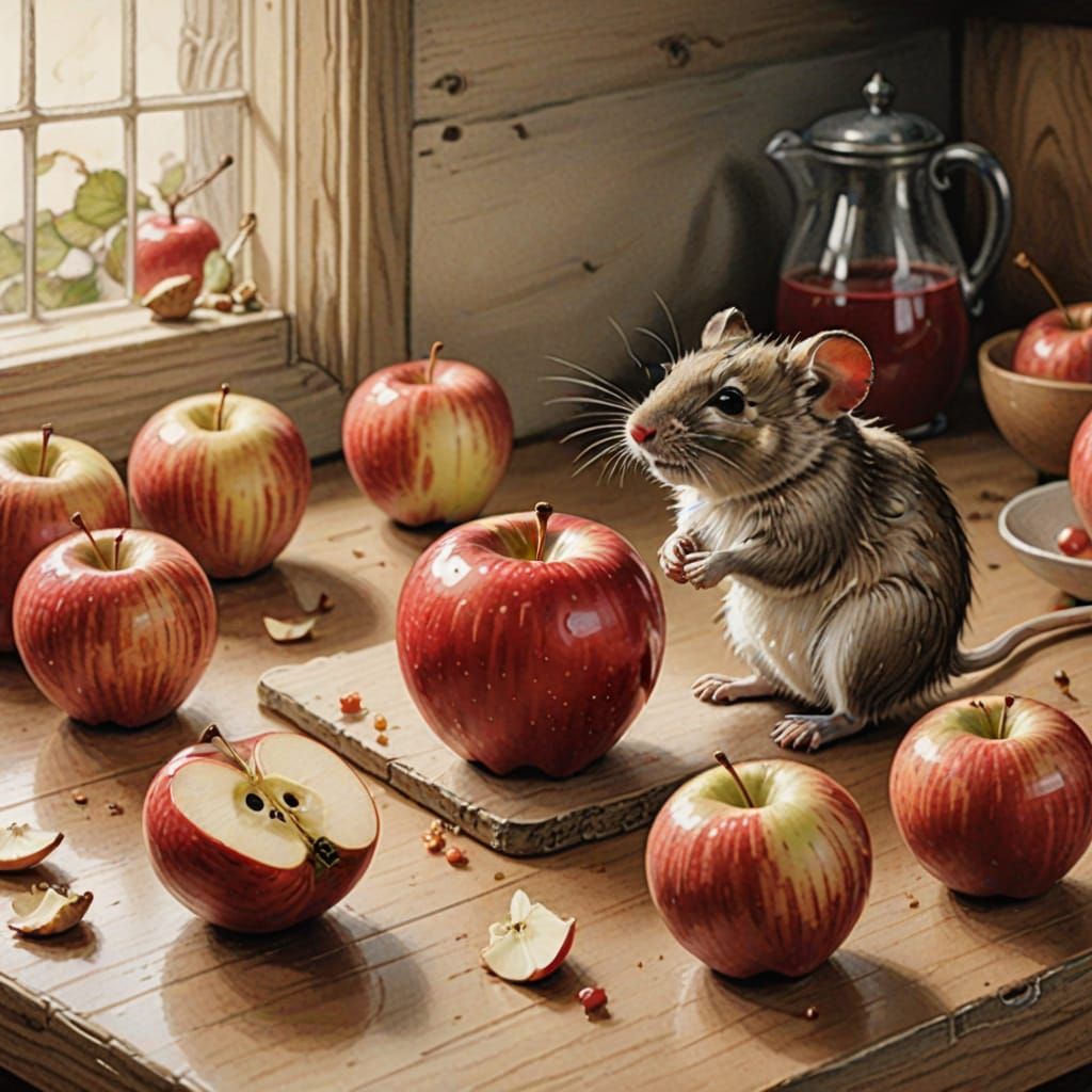 Whimsical Autumn Fruits Scene in Rackham's Style