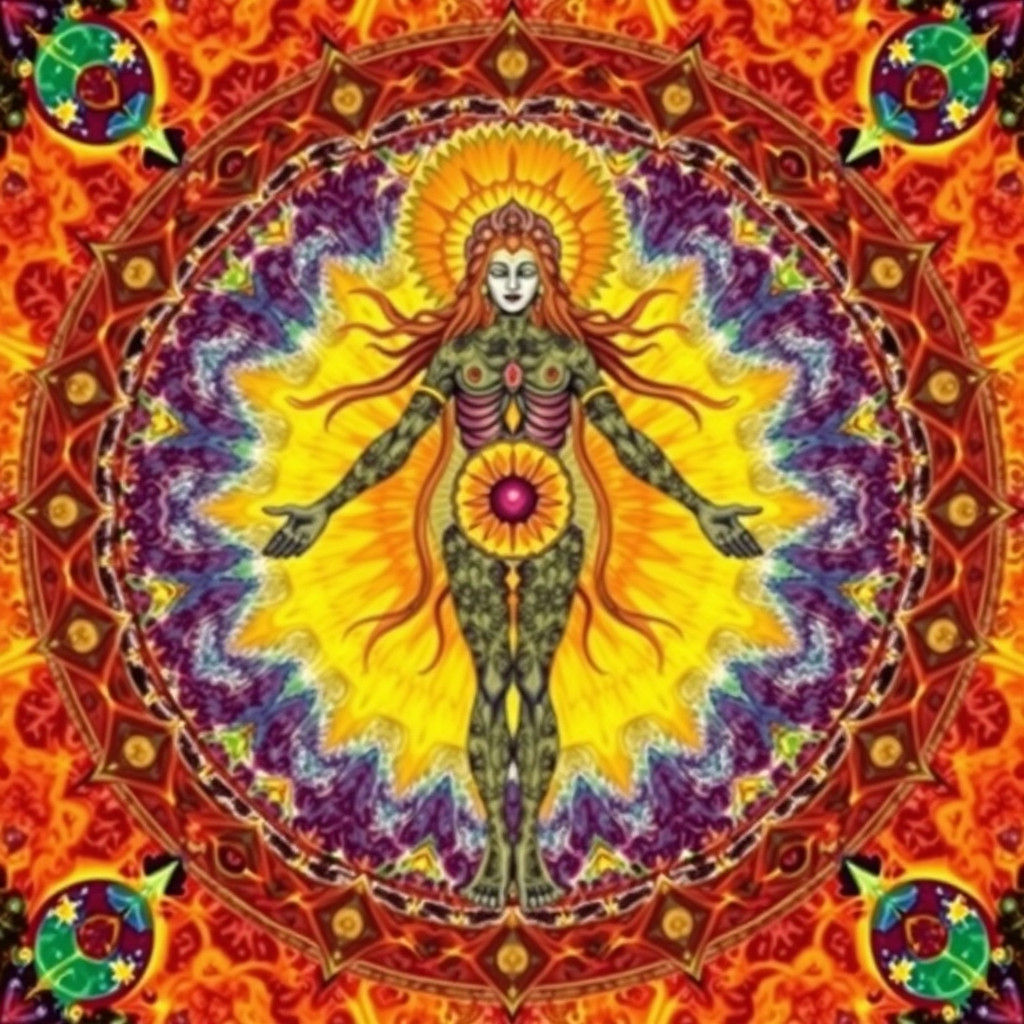 Cosmic Floral Psychedelic Vitruvian Human