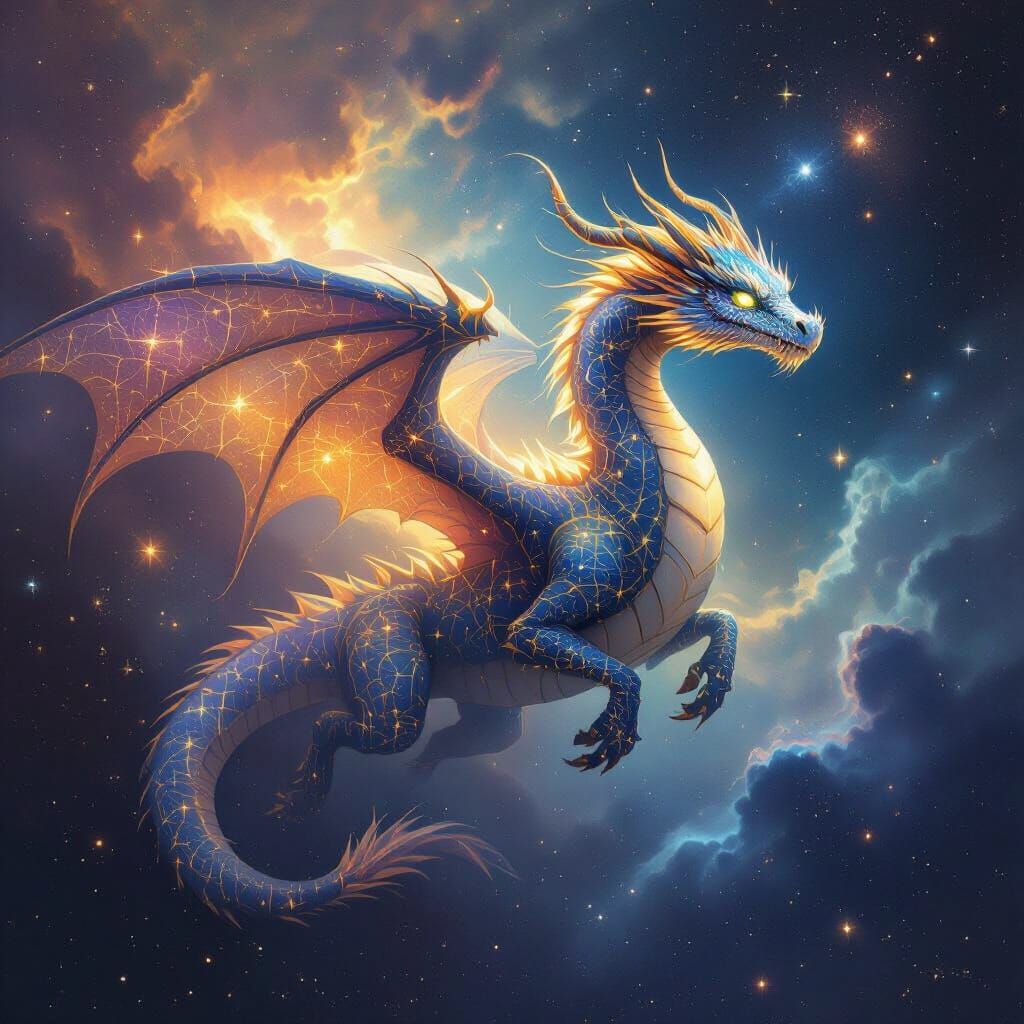 Celestial Dragon in Cosmic Nebula